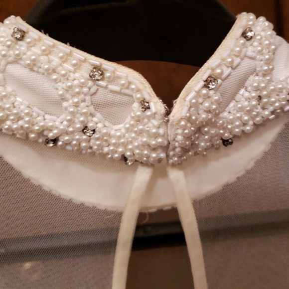 Peak Evenings Off-White Hand Beaded Gown - Picture 7 of 8